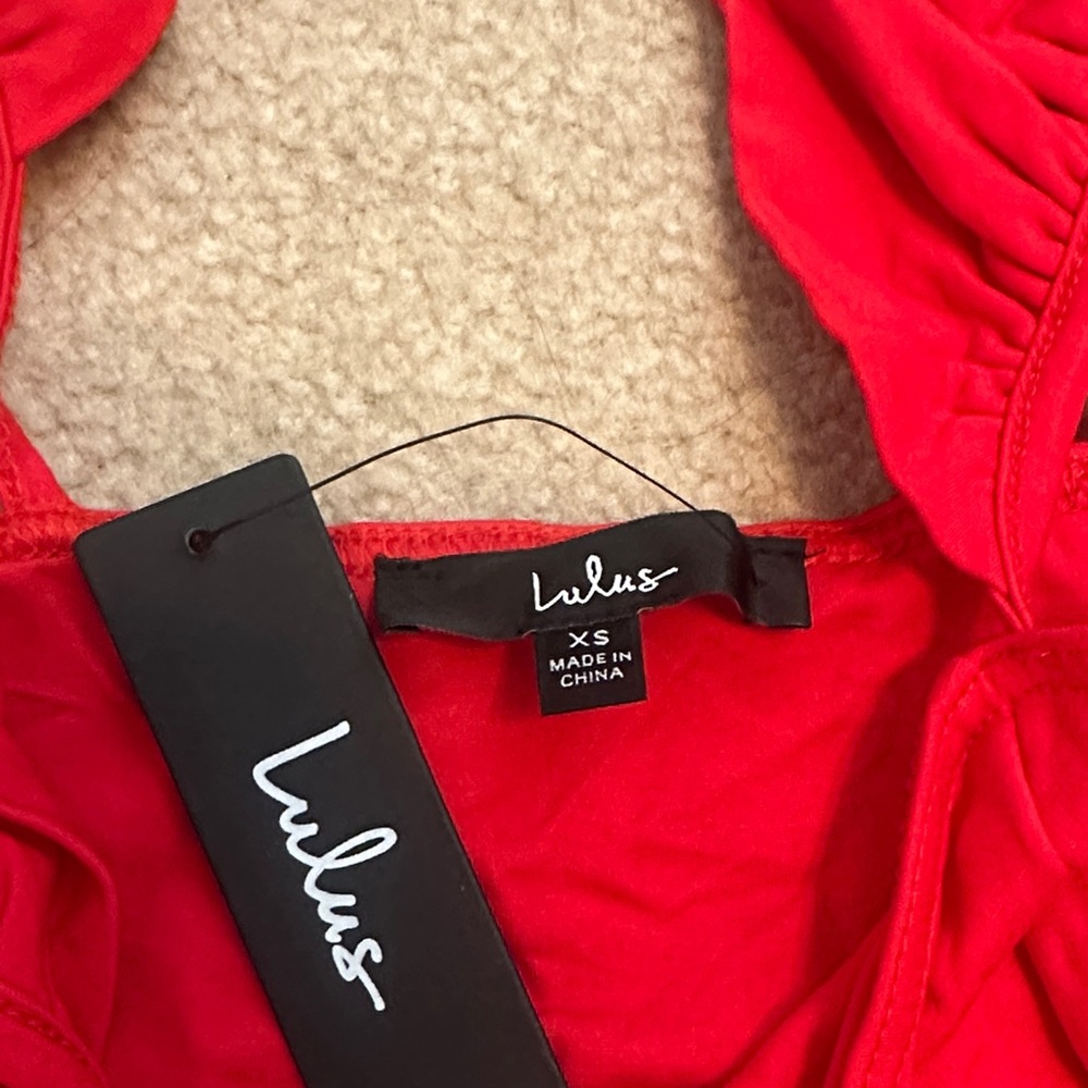 Lulus Red Ruffle Sleeve Top - Picture 2 of 2
